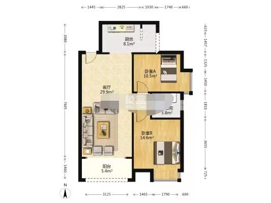 山水洲城华晨第一城 2室1厅1卫 56.0万 山水洲城华晨第一城 2室1厅1卫 56.0万室内图