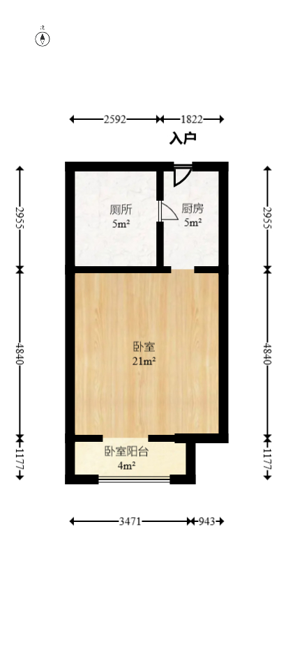 江山帝景哈佛  1室1厅1卫   45.00万室内图1
