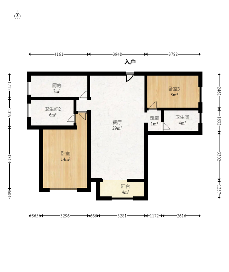 旭辉华庭 3室2厅2卫 86.80万 旭辉华庭 3室2厅2卫 86.80万户型图
