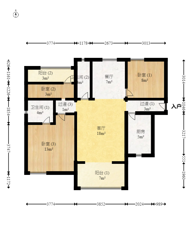 中建嘉和城  3室2厅2卫   90.00万室内图1