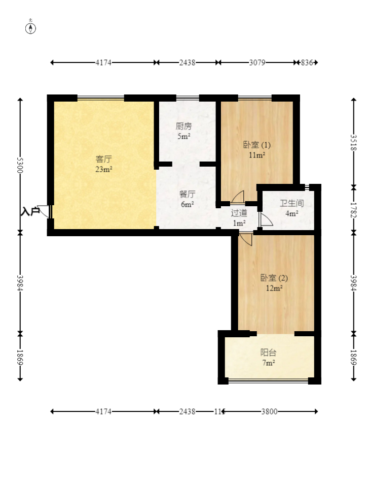 世纪桃花苑  2室2厅1卫   55.00万 世纪桃花苑  2室2厅1卫   55.00万户型图