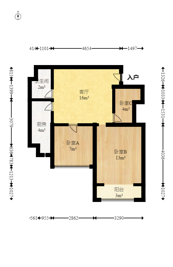 恒大雅苑 2室1厅1卫 80.00万 恒大雅苑 2室1厅1卫 80.00万户型图