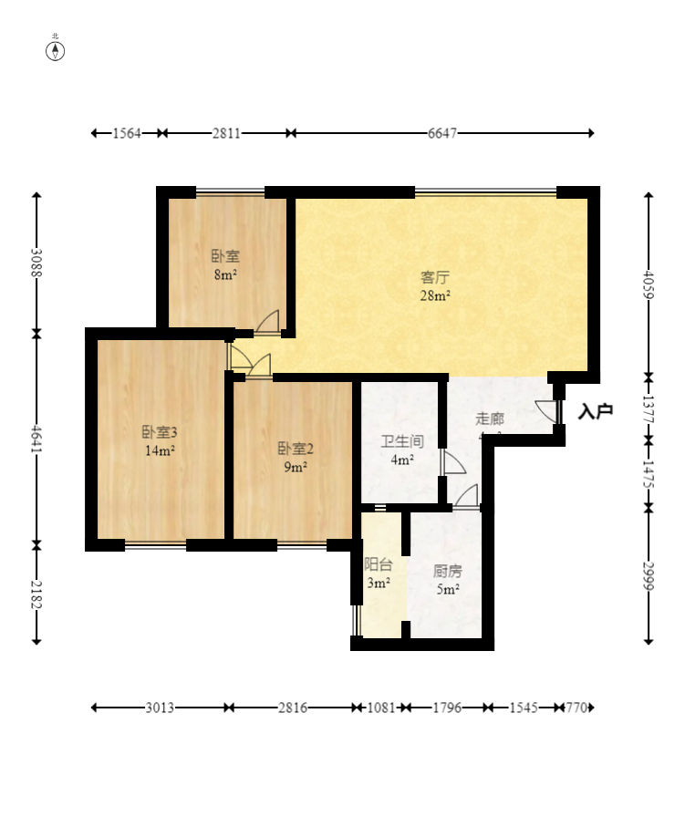旭辉华庭 3室2厅1卫 68.00万 旭辉华庭 3室2厅1卫 68.00万户型图