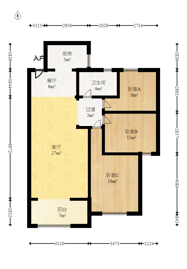 紫晶城 3室2厅1卫 52.00万 紫晶城 3室2厅1卫 52.00万户型图