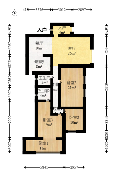 双湾国际(湘江御景花园) 4室2厅2卫 120.0万 双湾国际(湘江御景花园) 4室2厅2卫 120.0万户型图