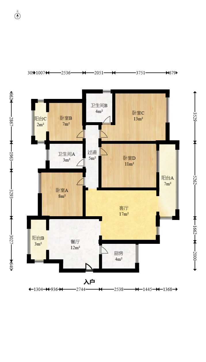 五江书香苑  3室2厅2卫    190.0万室内图1