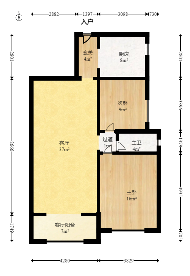 盛大泽西城（盛大.西城天下）  2室2厅1卫   78.00万室内图1