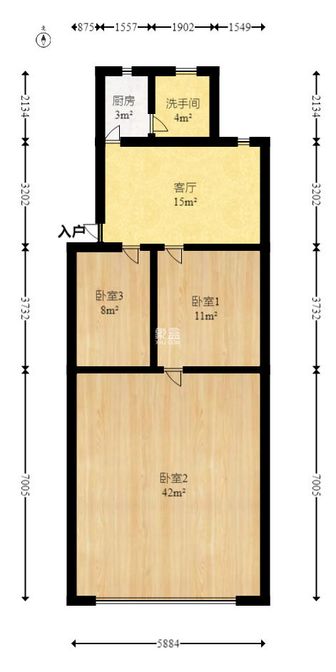湖南省歌舞剧院宿舍  2室2厅1卫   83.00万室内图1