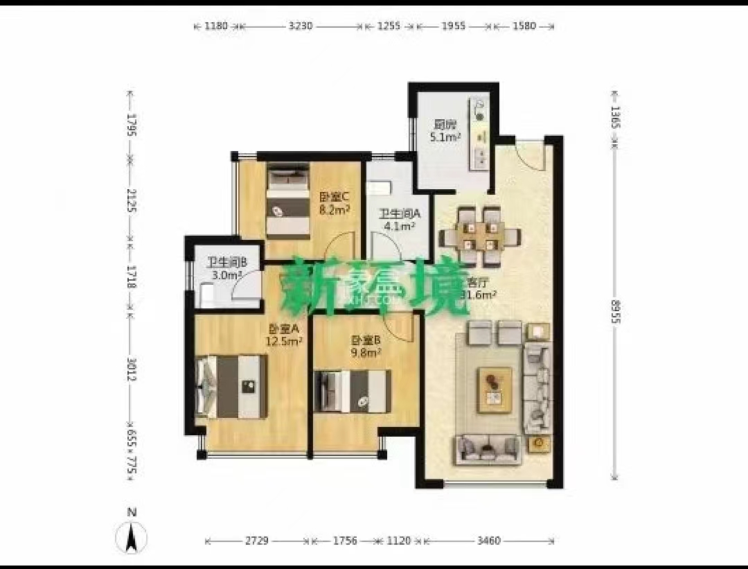 经世龙城 3室2厅2卫 48.0万 经世龙城 3室2厅2卫 48.0万室内图