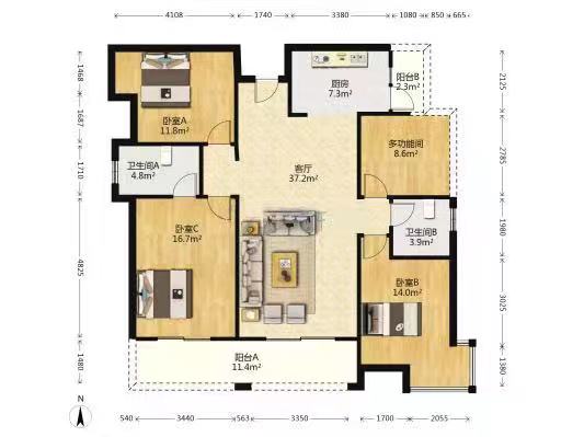 中建江湾壹号  4室2厅2卫   88.00万