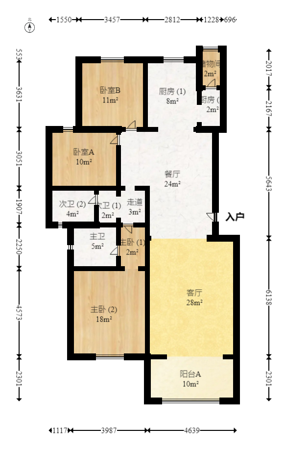 天赐良园  3室2厅2卫   160.00万室内图1