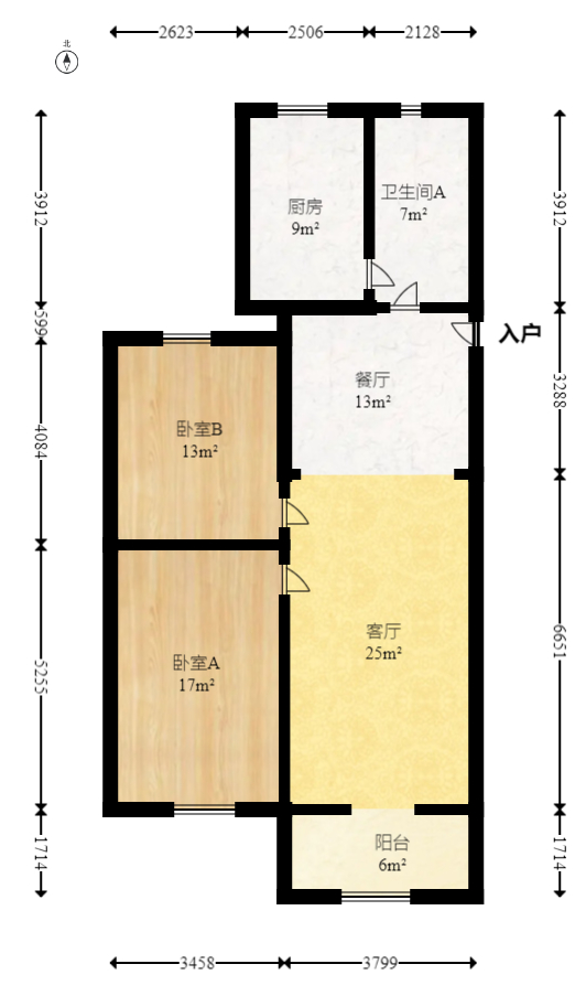 航天大院  2室2厅1卫   53.80万室内图1