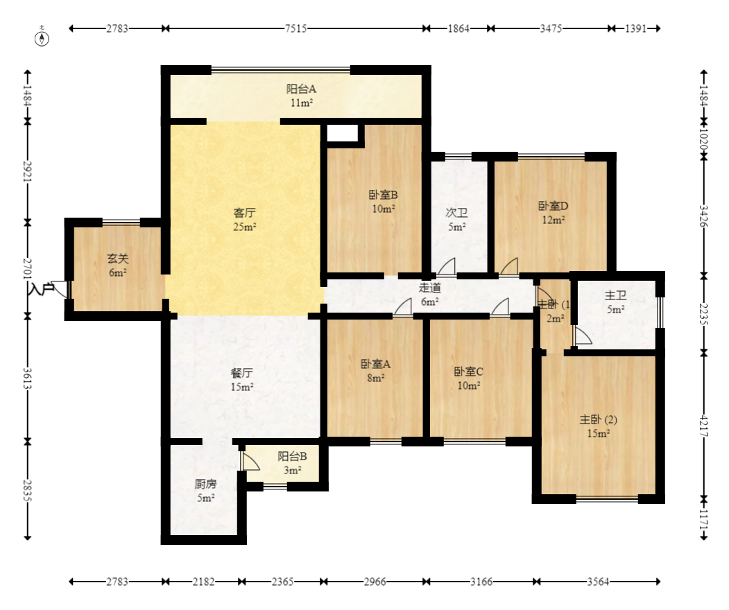 融科东南海  4室2厅2卫   176.00万室内图1