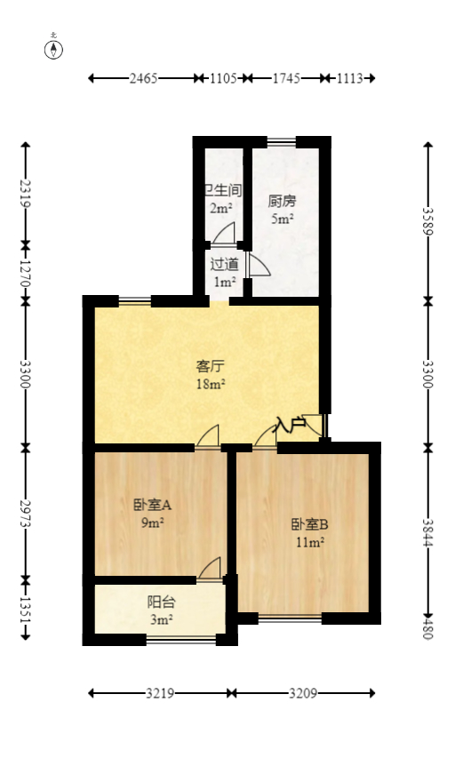 湘雅医院职工宿舍南院  2室1厅1卫    66.0万室内图1