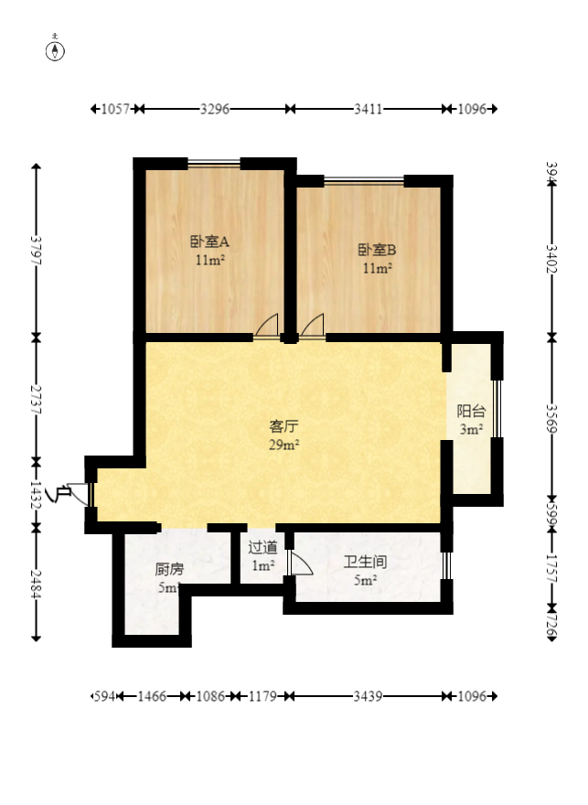 金土地第一湾  2室1厅1卫   92.00万室内图1