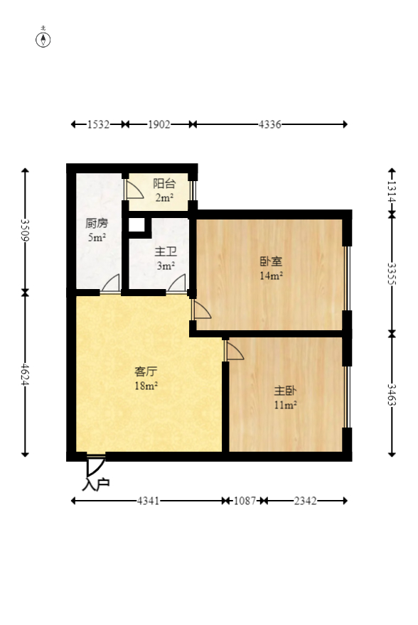 山水华景  2室1厅1卫   50.00万室内图1