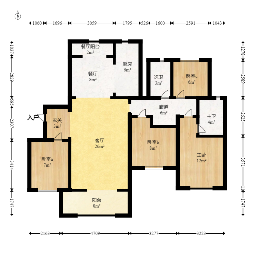 惠天然梅岭国际 4室2厅2卫 184.0万 惠天然梅岭国际 4室2厅2卫 184.0万户型图
