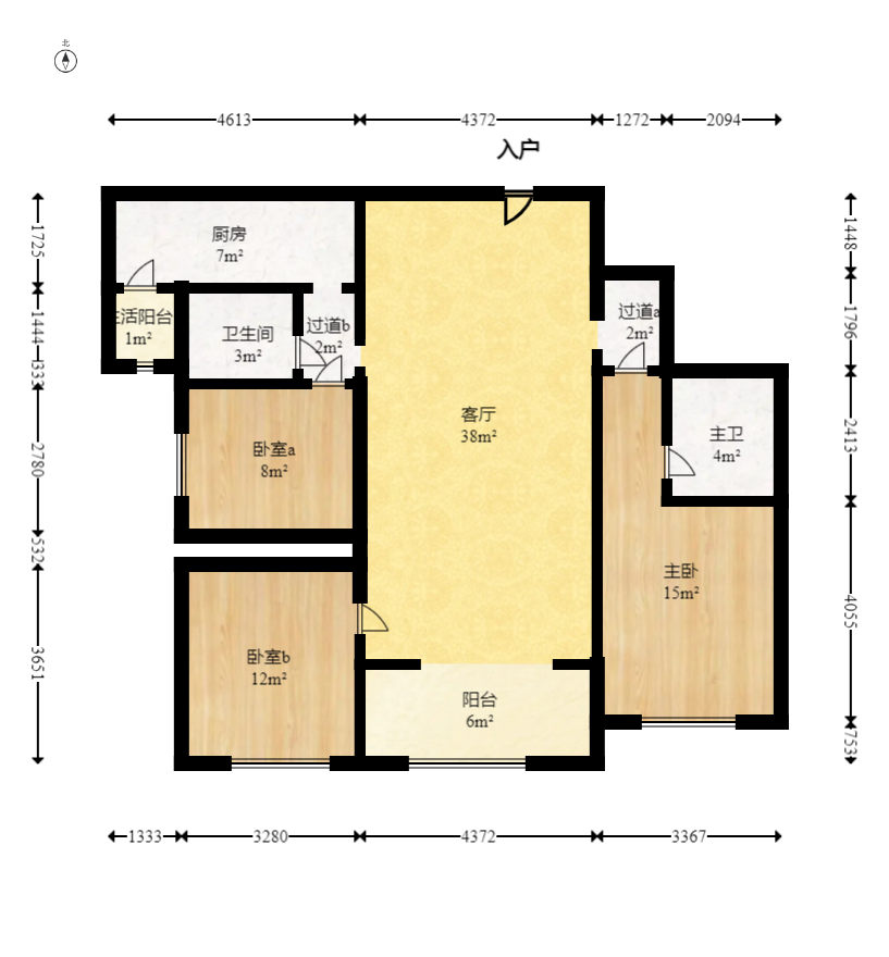 富基世纪公园  3室2厅2卫   69.80万室内图1