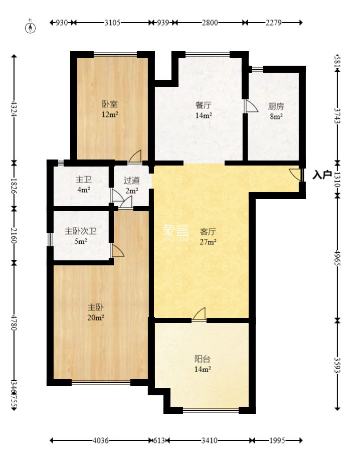 四季星城  3室2厅2卫   80.80万