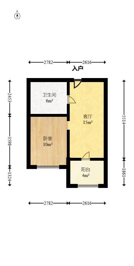 听香水榭  1室1厅1卫   45.00万室内图1