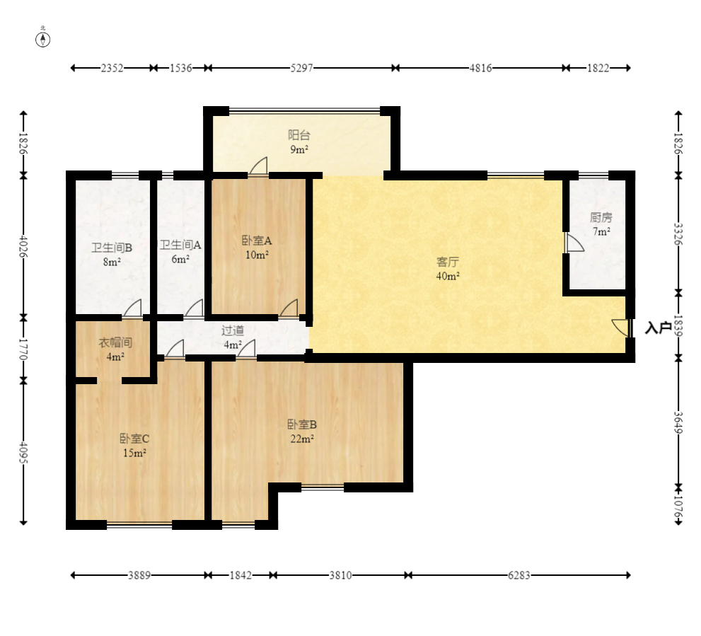滨江君悦香邸  3室2厅2卫    158.0万室内图1