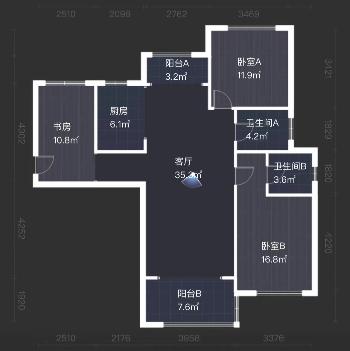 中泰财富湘江 3室2厅2卫 86.0万 中泰财富湘江 3室2厅2卫 86.0万室内图
