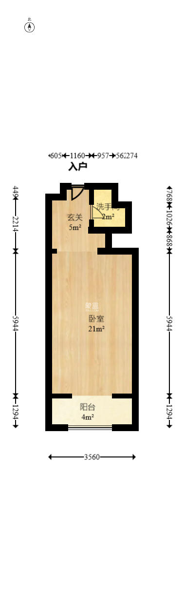 梅溪国际公寓（步步高新天地） 1室1厅 34.00万室内图1