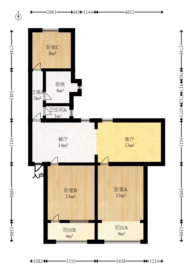 长沙卷烟厂高层小区  3室2厅1卫    54.7万室内图1