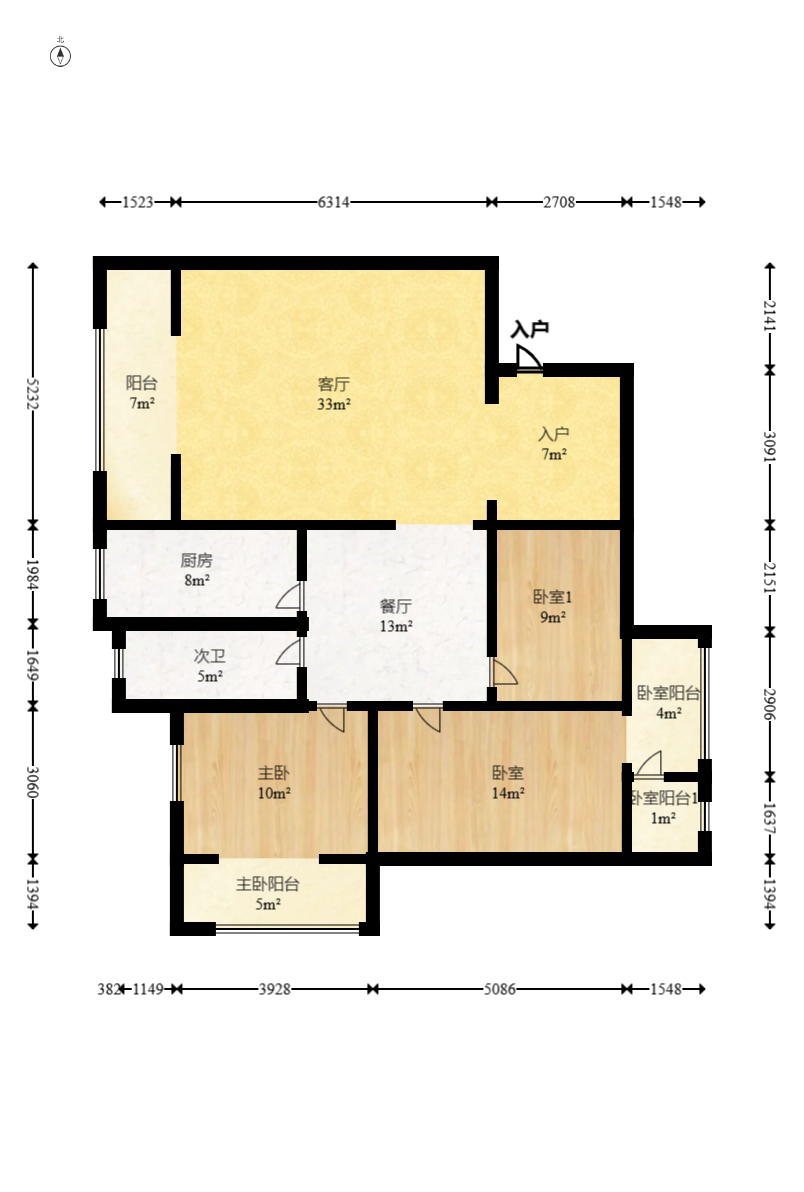 火星信用社宿舍  3室2厅2卫   61.00万 火星信用社宿舍  3室2厅2卫   61.00万户型图