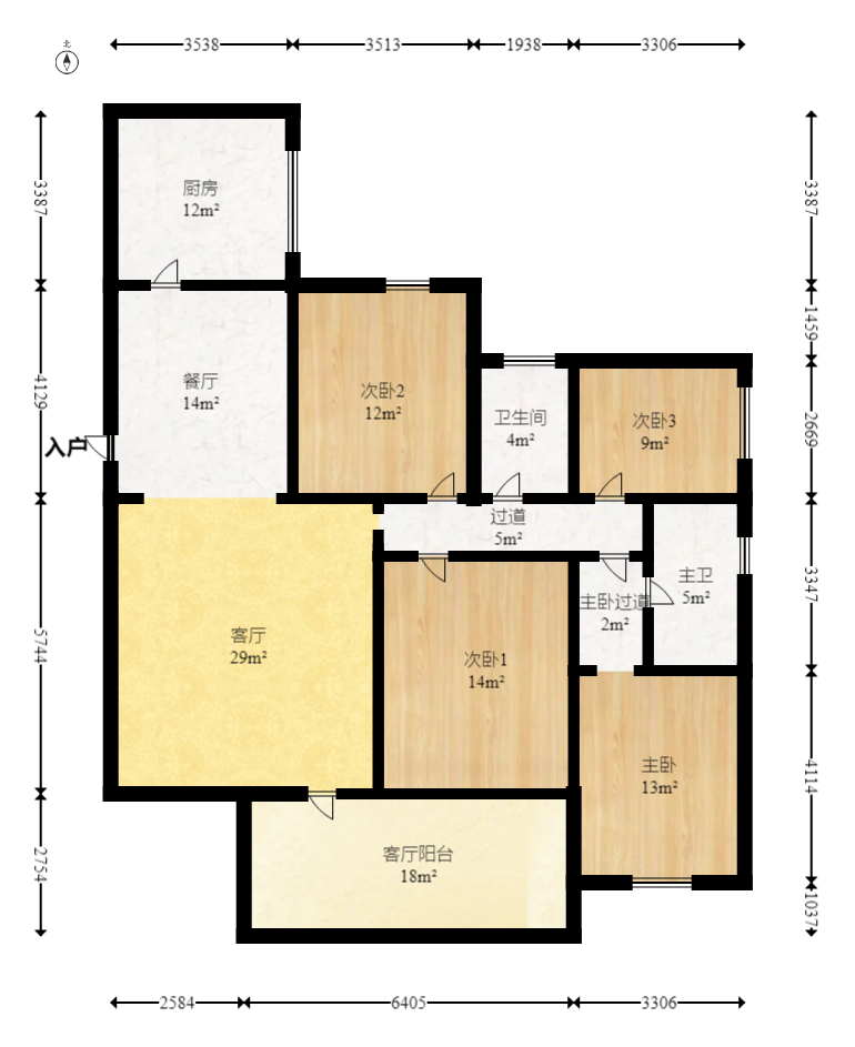明城公寓 4室2厅1卫 119.77万 明城公寓 4室2厅1卫 119.77万户型图