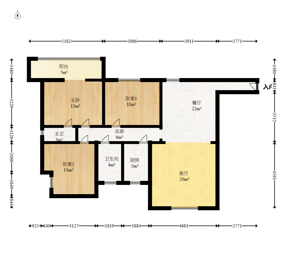 开源鑫苑 3室2厅2卫 66.86万 开源鑫苑 3室2厅2卫 66.86万户型图