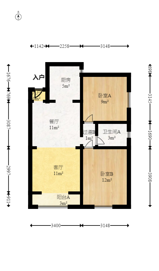夏威夷碧水春城（碧桂园城市花园）  2室2厅1卫   82.00万室内图1