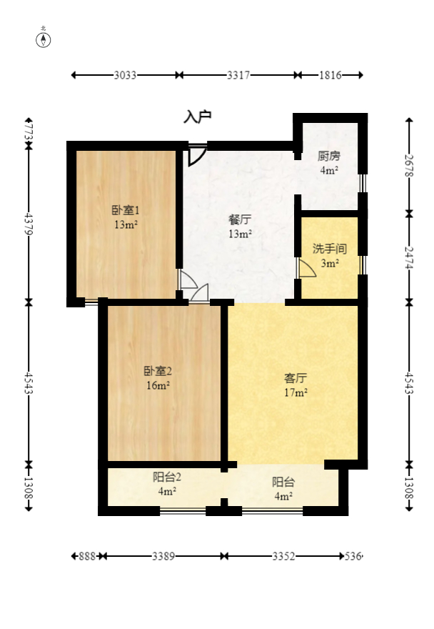 天悦鑫苑  2室2厅1卫   86.00万室内图1