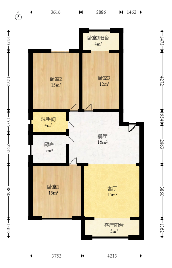 富绿新村  3室2厅1卫   70.90万室内图1