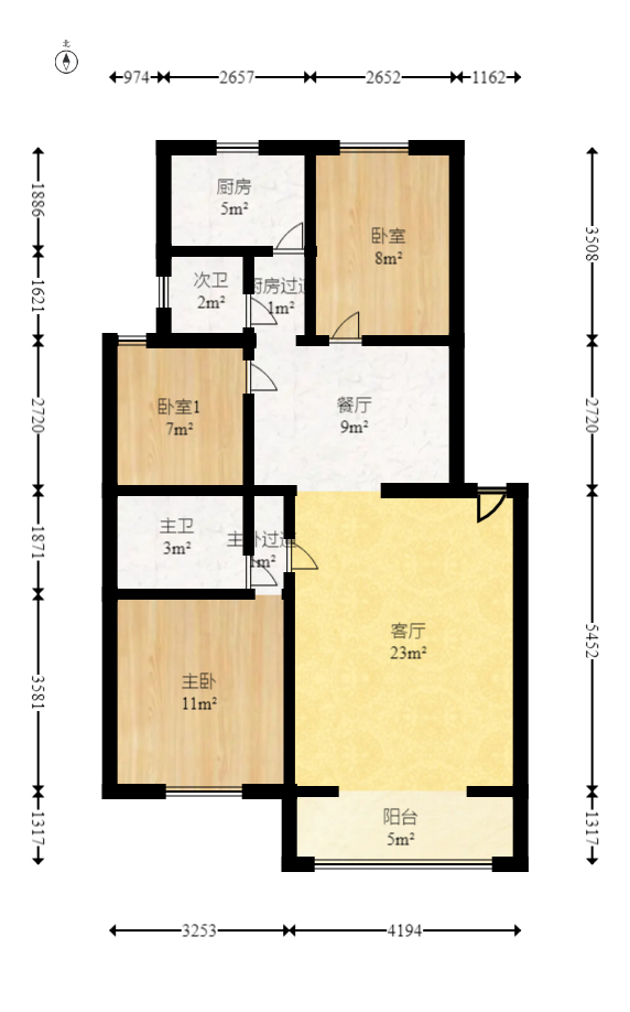 新桥小区  3室2厅2卫   80.00万室内图1