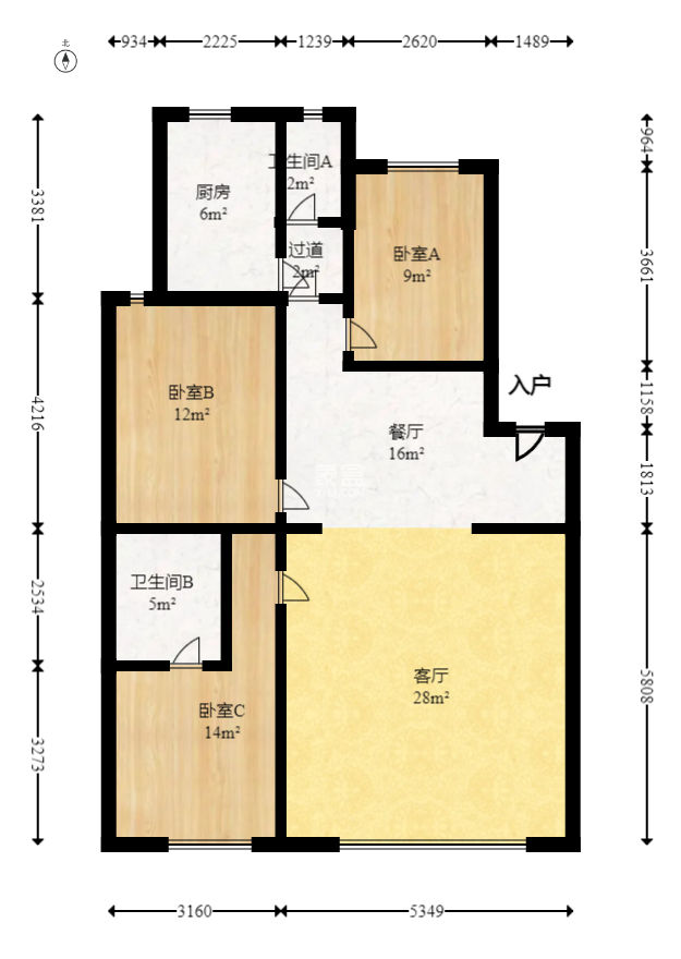雅雀湖小区  3室2厅2卫   89.00万