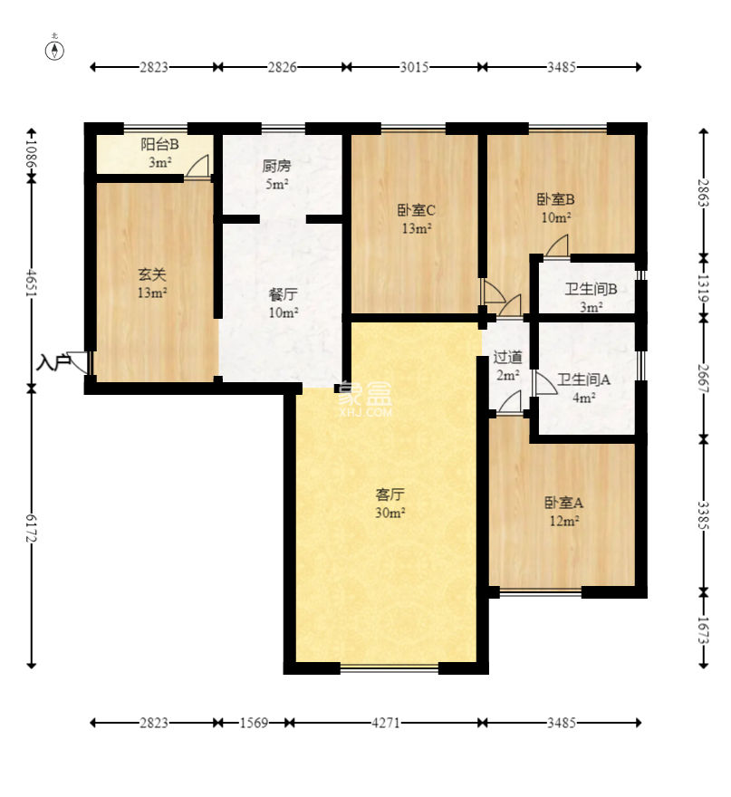 瑞都豪庭  3室2厅1卫   132.00万