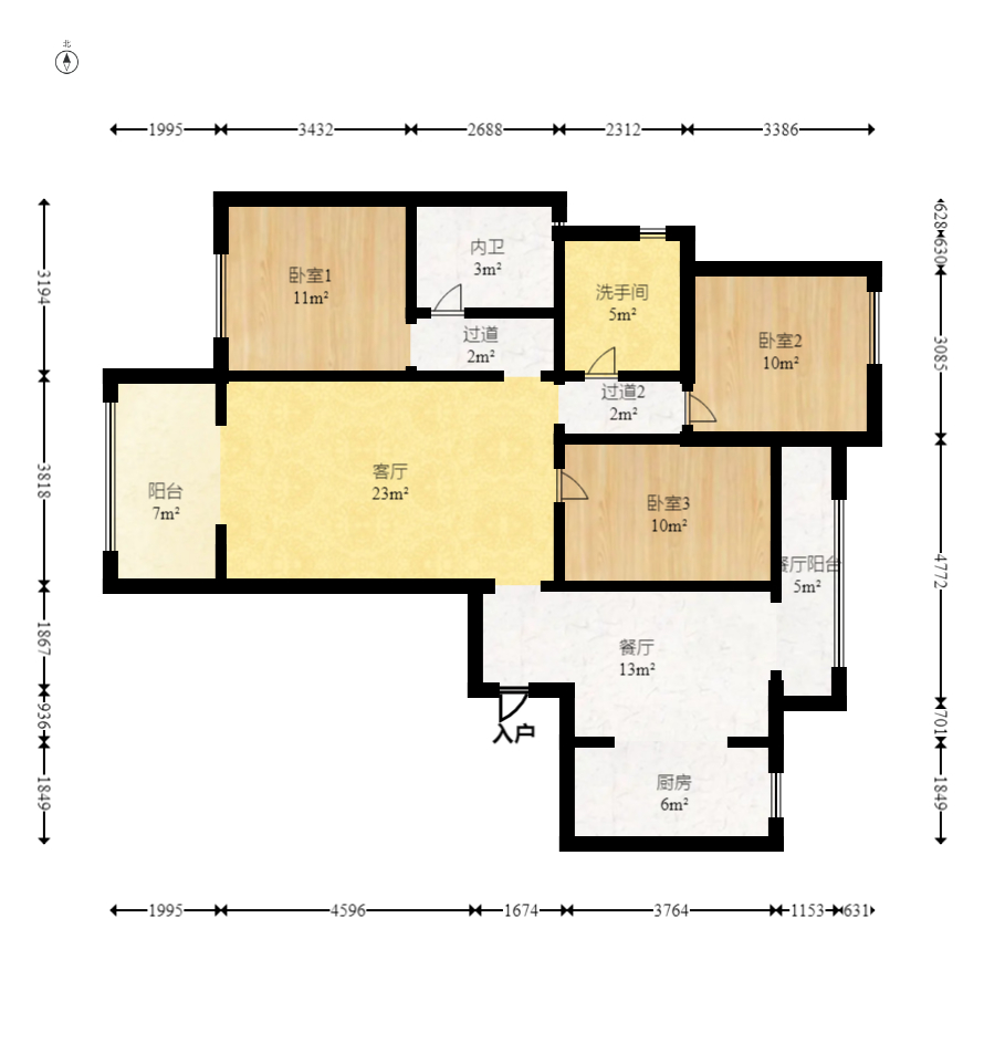 明昇壹城(明昇时代广场)一期 3室2厅2卫 169.0万 明昇壹城(明昇时代广场)一期 3室2厅2卫 169.0万户型图