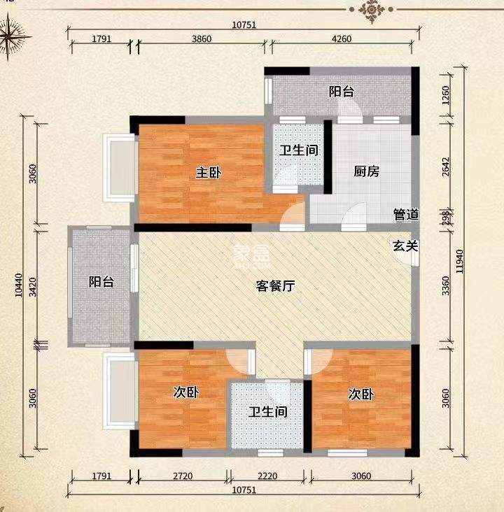 城市公园  3室2厅2卫   51.80万