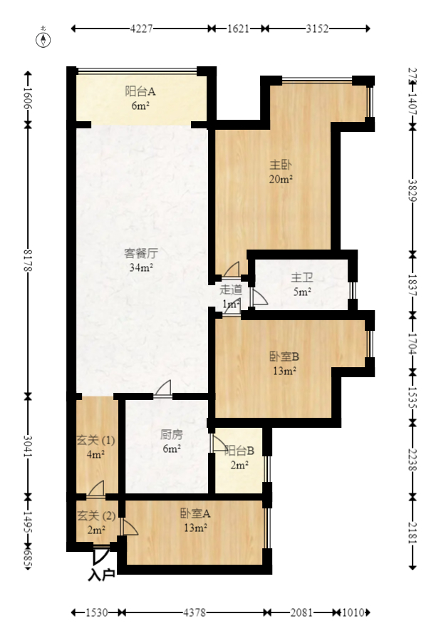 融科东南海  3室2厅1卫   124.70万室内图1