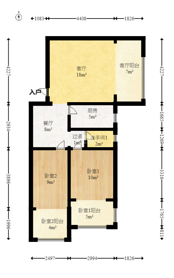 中盛小家碧寓  2室2厅1卫   89.00万