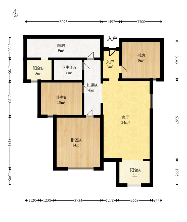 欧莱雅郡  3室1厅1卫   88.80万室内图1