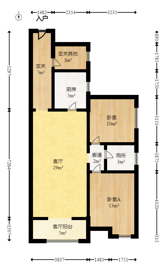 云栖谷  3室1厅1卫   77.00万室内图1