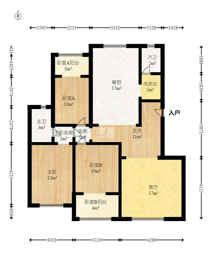 天鸿天府（天鸿中央大院）  3室2厅2卫    108.0万