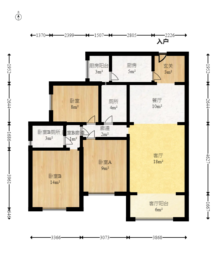 江山帝景雅典  3室2厅2卫   138.00万室内图1