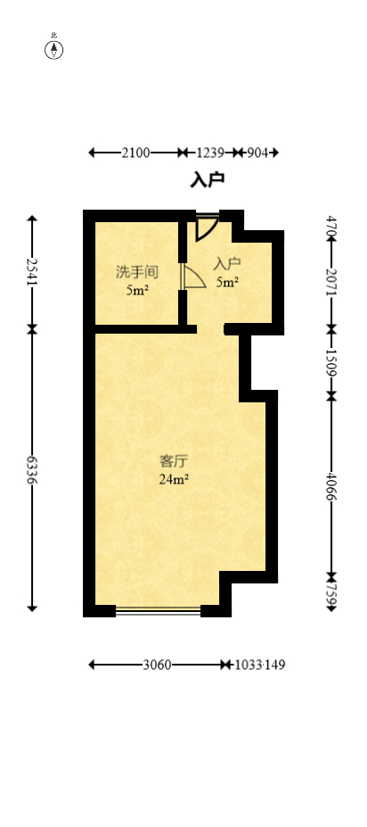 融科檀香山（融科紫檀、香山国际）  1室1厅1卫   37.00万室内图1