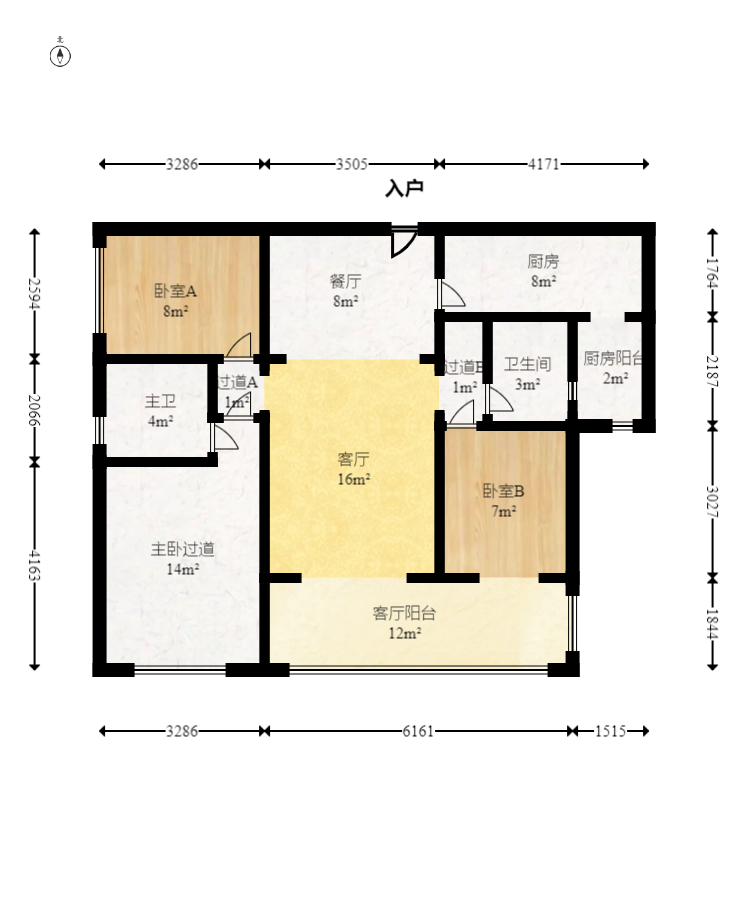 万象府台  3室2厅2卫    289.8万室内图1