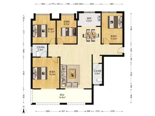 玫瑰御园 4室2厅2卫 77.50万 玫瑰御园 4室2厅2卫 77.50万室内图