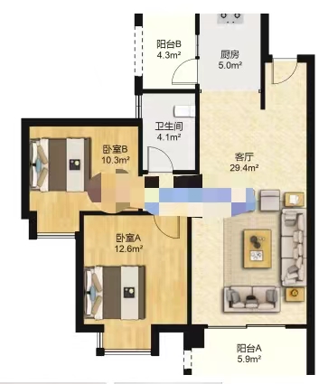康桥美郡 2室2厅1卫 47.0万 康桥美郡 2室2厅1卫 47.0万室内图