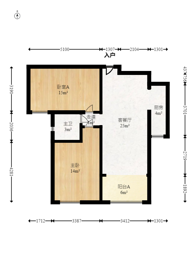 五礦萬境水岸二期（五礦萬境水岸和苑）  2室2廳1衛(wèi)    135.0萬室內(nèi)圖1